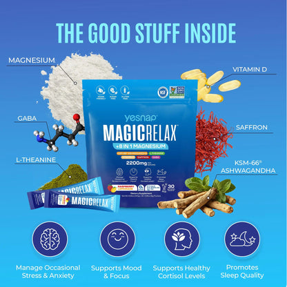 Yesnap MAGICRELAX Calming Sparking Mix with 8-in-1 Magnesium KSM-66