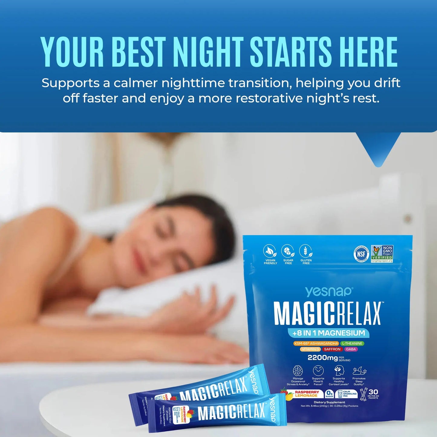 Yesnap MAGICRELAX Calming Sparking Mix with 8-in-1 Magnesium KSM-66